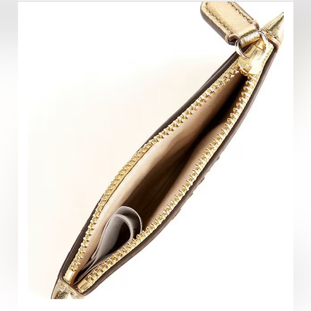 Lauren Ralph Lauren Metallic Nappa Leather Zip Card Case - Picture 3 of 3